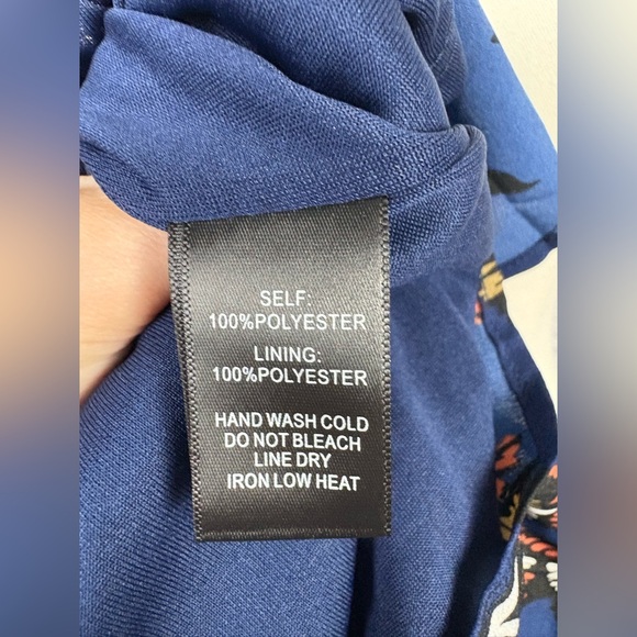 NWT Lulus Pleasant Valley Navy Blue Floral Print Long Sleeve Shift Dress Large - Picture 9 of 9